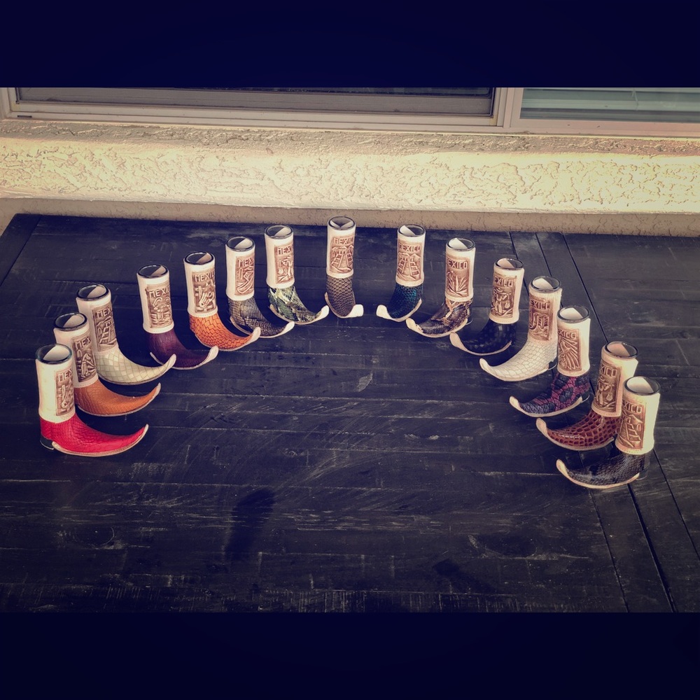 Mexican leather mini boot tequila shot glass